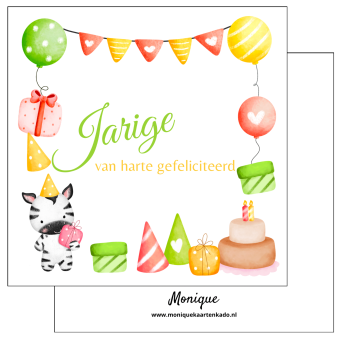 Wenskaart | Jarige Van harte gefeliciteerd | rand feest